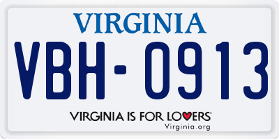 VA license plate VBH0913