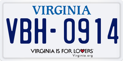 VA license plate VBH0914