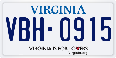 VA license plate VBH0915