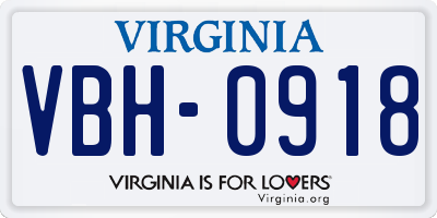 VA license plate VBH0918