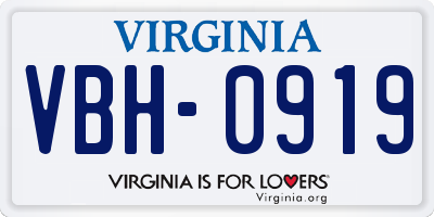 VA license plate VBH0919