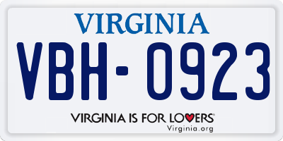VA license plate VBH0923