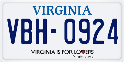 VA license plate VBH0924