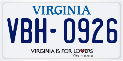 VA license plate VBH0926