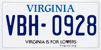 VA license plate VBH0928
