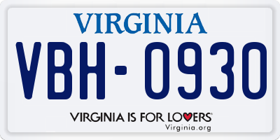 VA license plate VBH0930