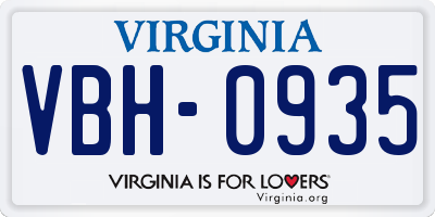VA license plate VBH0935