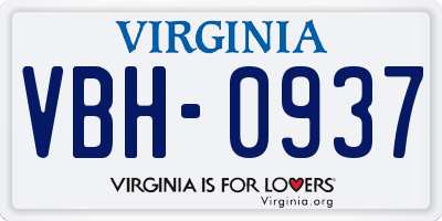 VA license plate VBH0937