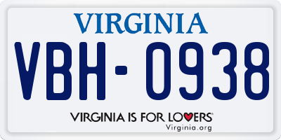 VA license plate VBH0938