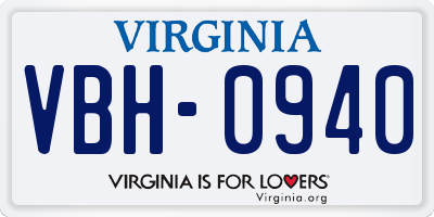 VA license plate VBH0940