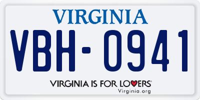 VA license plate VBH0941