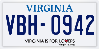 VA license plate VBH0942