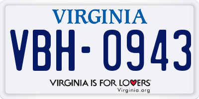 VA license plate VBH0943