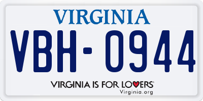 VA license plate VBH0944