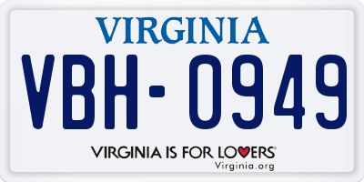 VA license plate VBH0949