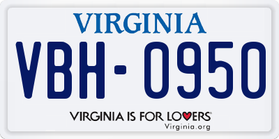 VA license plate VBH0950