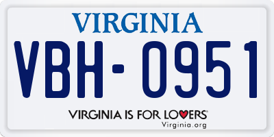 VA license plate VBH0951
