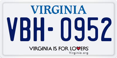 VA license plate VBH0952
