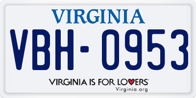 VA license plate VBH0953