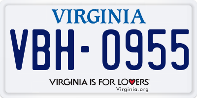 VA license plate VBH0955