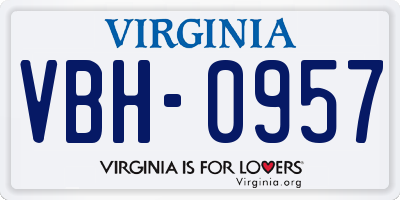 VA license plate VBH0957