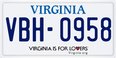 VA license plate VBH0958