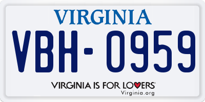 VA license plate VBH0959