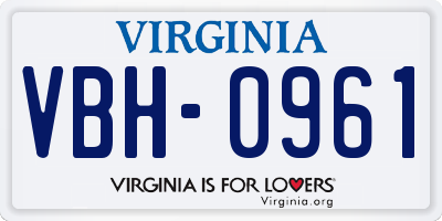 VA license plate VBH0961