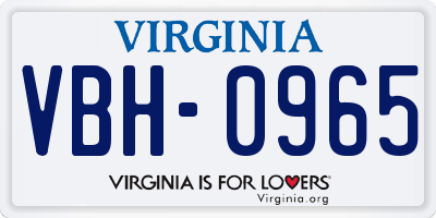 VA license plate VBH0965
