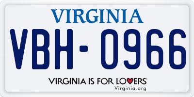 VA license plate VBH0966