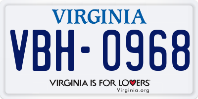 VA license plate VBH0968