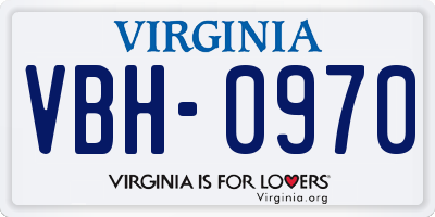 VA license plate VBH0970