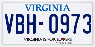 VA license plate VBH0973