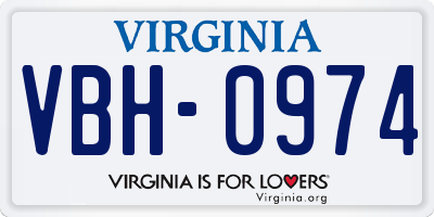 VA license plate VBH0974