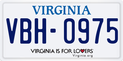 VA license plate VBH0975