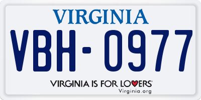 VA license plate VBH0977