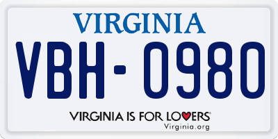 VA license plate VBH0980