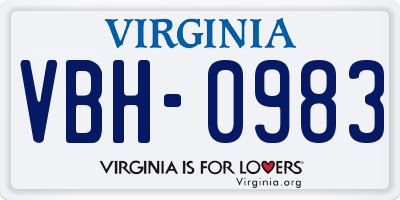 VA license plate VBH0983
