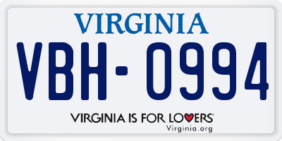 VA license plate VBH0994