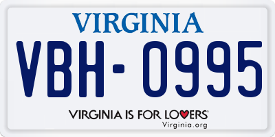 VA license plate VBH0995