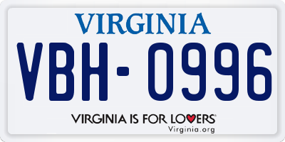 VA license plate VBH0996