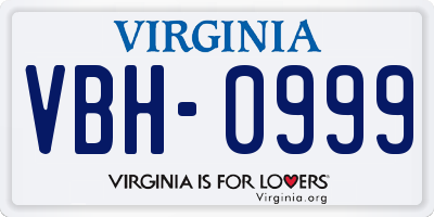 VA license plate VBH0999