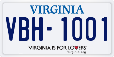 VA license plate VBH1001