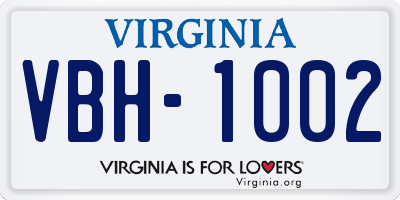 VA license plate VBH1002