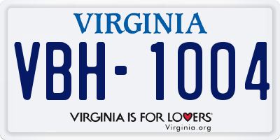 VA license plate VBH1004