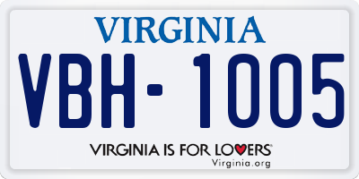 VA license plate VBH1005