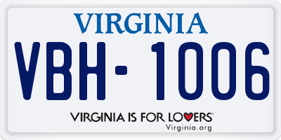 VA license plate VBH1006