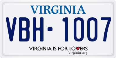VA license plate VBH1007