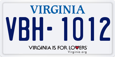 VA license plate VBH1012