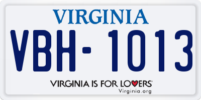VA license plate VBH1013